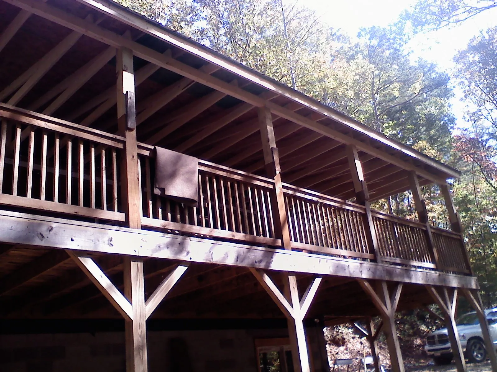 Timber framing under a new elevated porch and deck — Roof Leak Repair in Beloit by Roofing Brothers
